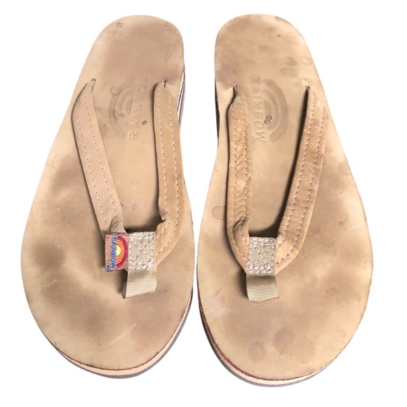 Rainbow Double Layer Narrow Strap Tan‎ Sandals - Picture 1 of 5